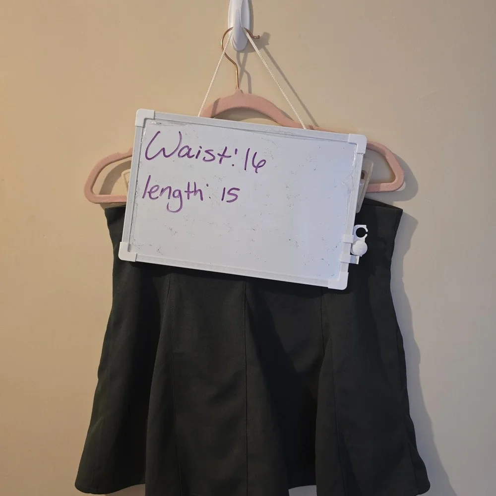 Hyfve Dark Green Faux Suede Mini Skirt High Waisted Fit and Flare Size L